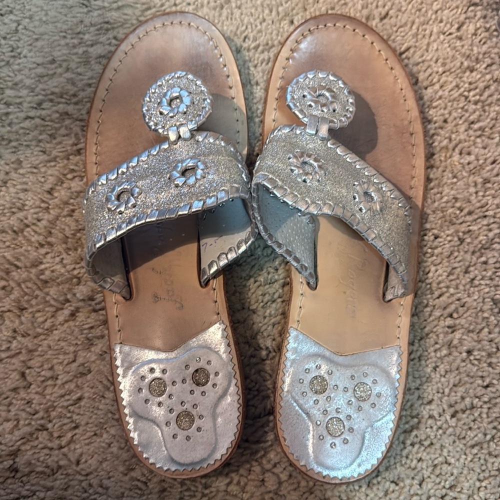 Jack Rogers Silver Glitter Sandals 7.5